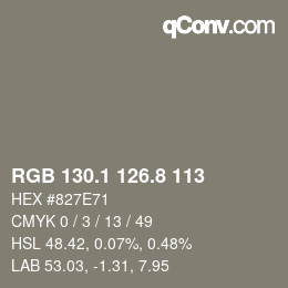 カラーコード: RGB 130.1 126.8 113 | qconv.com