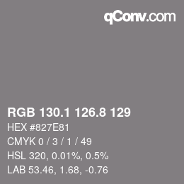 Color code: RGB 130.1 126.8 129 | qconv.com