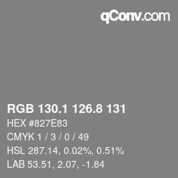 Color code: RGB 130.1 126.8 131 | qconv.com