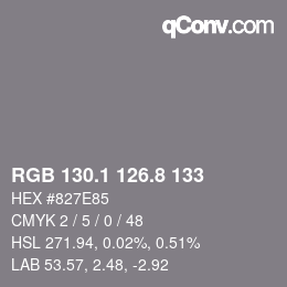 Color code: RGB 130.1 126.8 133 | qconv.com