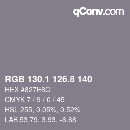 Color code: RGB 130.1 126.8 140 | qconv.com