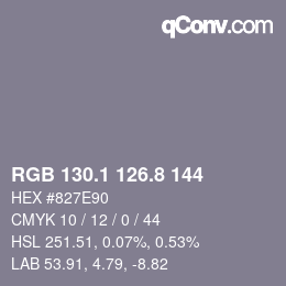 Color code: RGB 130.1 126.8 144 | qconv.com