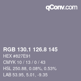 Color code: RGB 130.1 126.8 145 | qconv.com