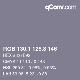 Color code: RGB 130.1 126.8 146 | qconv.com