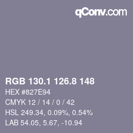 Color code: RGB 130.1 126.8 148 | qconv.com