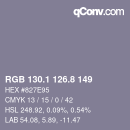 Color code: RGB 130.1 126.8 149 | qconv.com