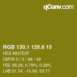 カラーコード: RGB 130.1 126.8 15 | qconv.com