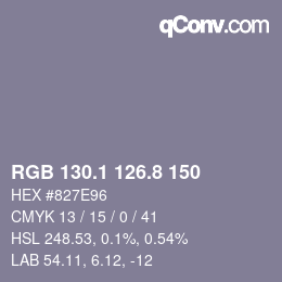 Color code: RGB 130.1 126.8 150 | qconv.com