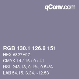 Color code: RGB 130.1 126.8 151 | qconv.com
