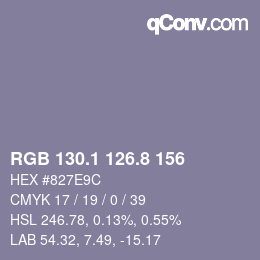 Color code: RGB 130.1 126.8 156 | qconv.com