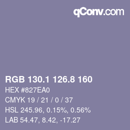 Color code: RGB 130.1 126.8 160 | qconv.com