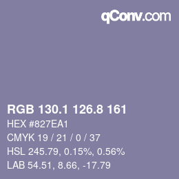 カラーコード: RGB 130.1 126.8 161 | qconv.com