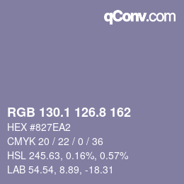 カラーコード: RGB 130.1 126.8 162 | qconv.com