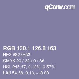 Color code: RGB 130.1 126.8 163 | qconv.com