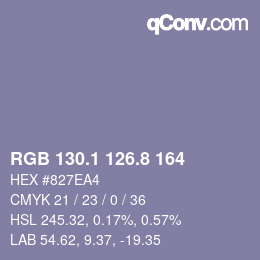 カラーコード: RGB 130.1 126.8 164 | qconv.com
