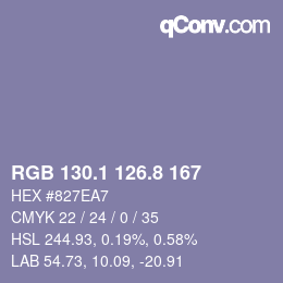 Farbcode: RGB 130.1 126.8 167 | qconv.com