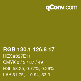 カラーコード: RGB 130.1 126.8 17 | qconv.com