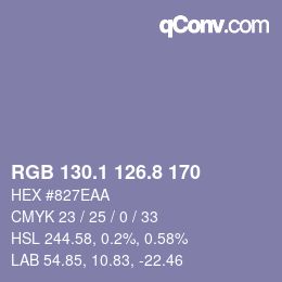カラーコード: RGB 130.1 126.8 170 | qconv.com