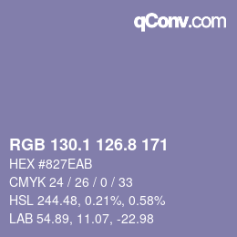 カラーコード: RGB 130.1 126.8 171 | qconv.com