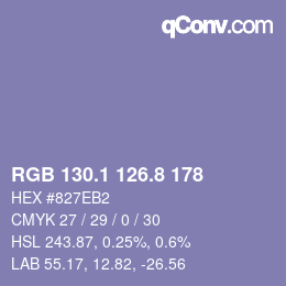 Color code: RGB 130.1 126.8 178 | qconv.com