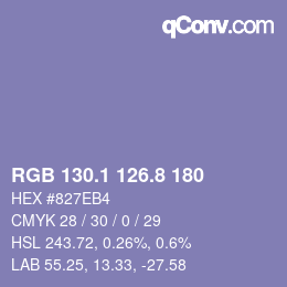 カラーコード: RGB 130.1 126.8 180 | qconv.com