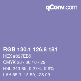 カラーコード: RGB 130.1 126.8 181 | qconv.com