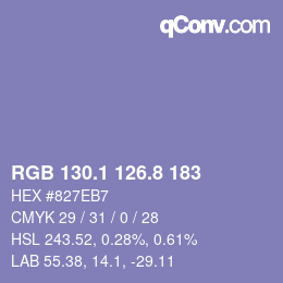 カラーコード: RGB 130.1 126.8 183 | qconv.com