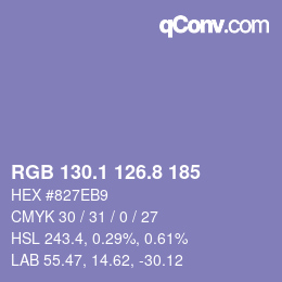 Color code: RGB 130.1 126.8 185 | qconv.com