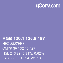 Farbcode: RGB 130.1 126.8 187 | qconv.com