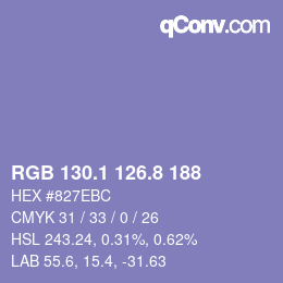 Color code: RGB 130.1 126.8 188 | qconv.com