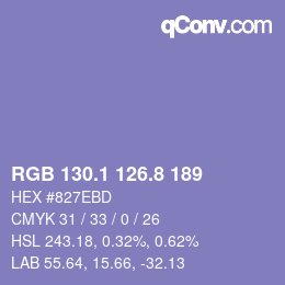 カラーコード: RGB 130.1 126.8 189 | qconv.com