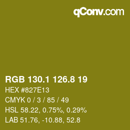 カラーコード: RGB 130.1 126.8 19 | qconv.com