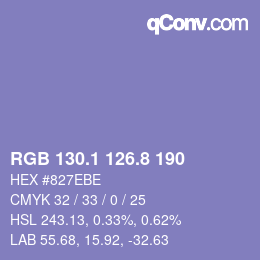 カラーコード: RGB 130.1 126.8 190 | qconv.com