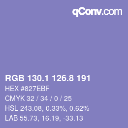カラーコード: RGB 130.1 126.8 191 | qconv.com