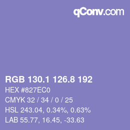 カラーコード: RGB 130.1 126.8 192 | qconv.com