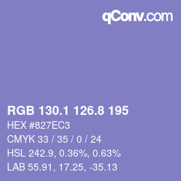 カラーコード: RGB 130.1 126.8 195 | qconv.com