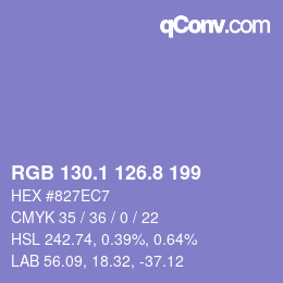 カラーコード: RGB 130.1 126.8 199 | qconv.com