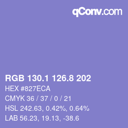 カラーコード: RGB 130.1 126.8 202 | qconv.com