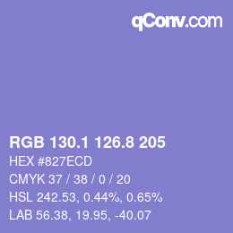 カラーコード: RGB 130.1 126.8 205 | qconv.com