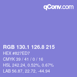 カラーコード: RGB 130.1 126.8 215 | qconv.com