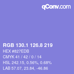 カラーコード: RGB 130.1 126.8 219 | qconv.com