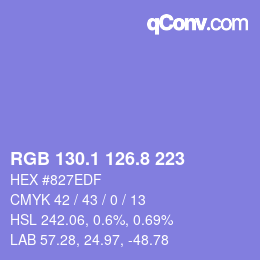 カラーコード: RGB 130.1 126.8 223 | qconv.com