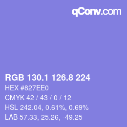カラーコード: RGB 130.1 126.8 224 | qconv.com