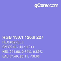 カラーコード: RGB 130.1 126.8 227 | qconv.com