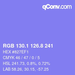 カラーコード: RGB 130.1 126.8 241 | qconv.com
