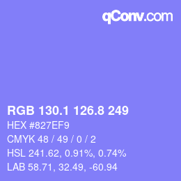 カラーコード: RGB 130.1 126.8 249 | qconv.com