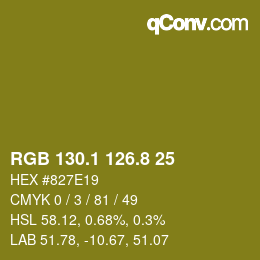 カラーコード: RGB 130.1 126.8 25 | qconv.com