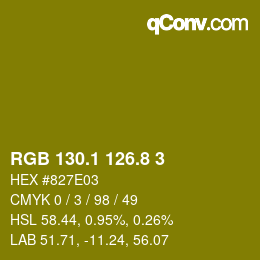 カラーコード: RGB 130.1 126.8 3 | qconv.com