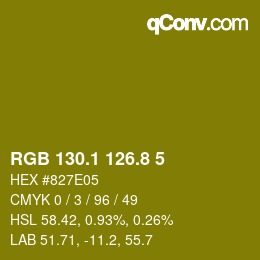 カラーコード: RGB 130.1 126.8 5 | qconv.com
