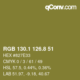 Farbcode: RGB 130.1 126.8 51 | qconv.com